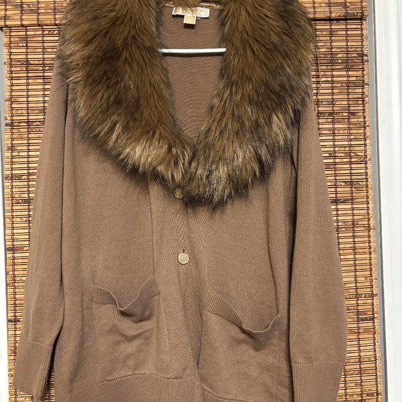 Women’s Michael Kors Faux Fur Cardigan Size L - Picture 7 of 16
